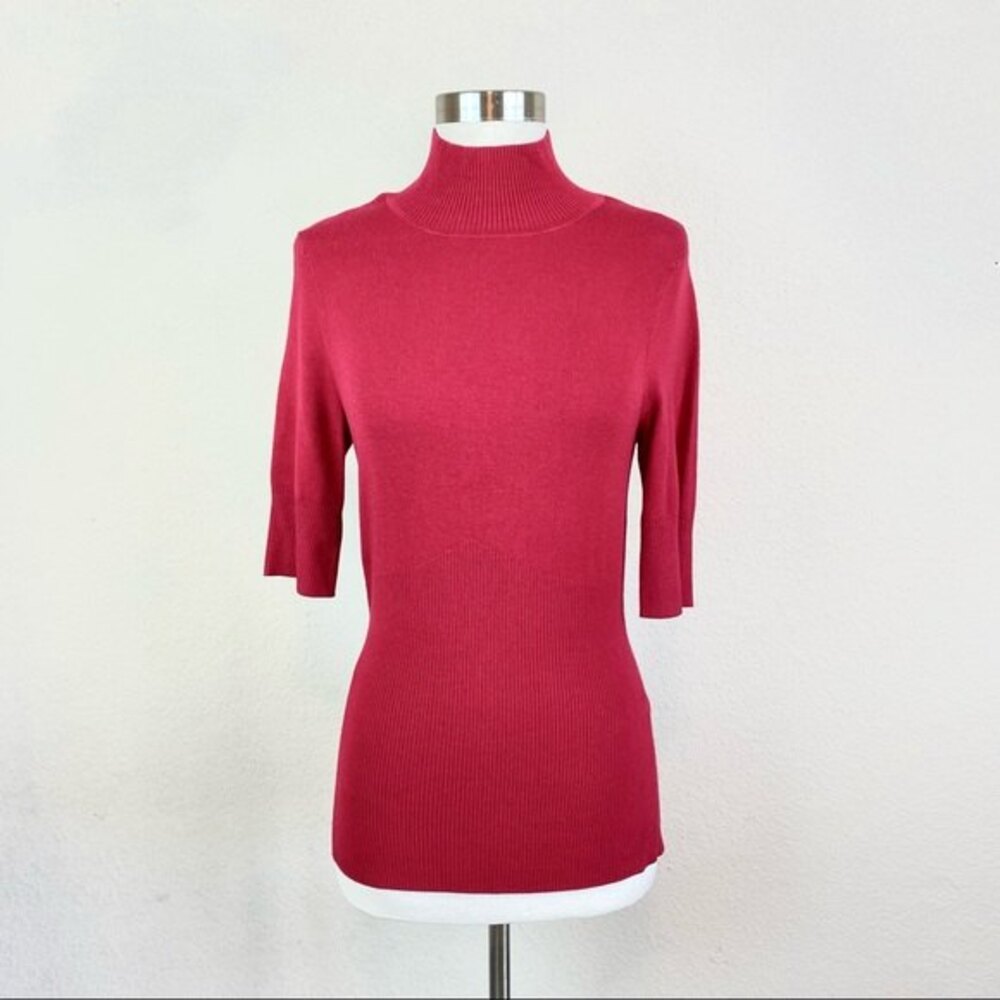 Express Red Open Back High Neck Sweater - Picture 2 of 10